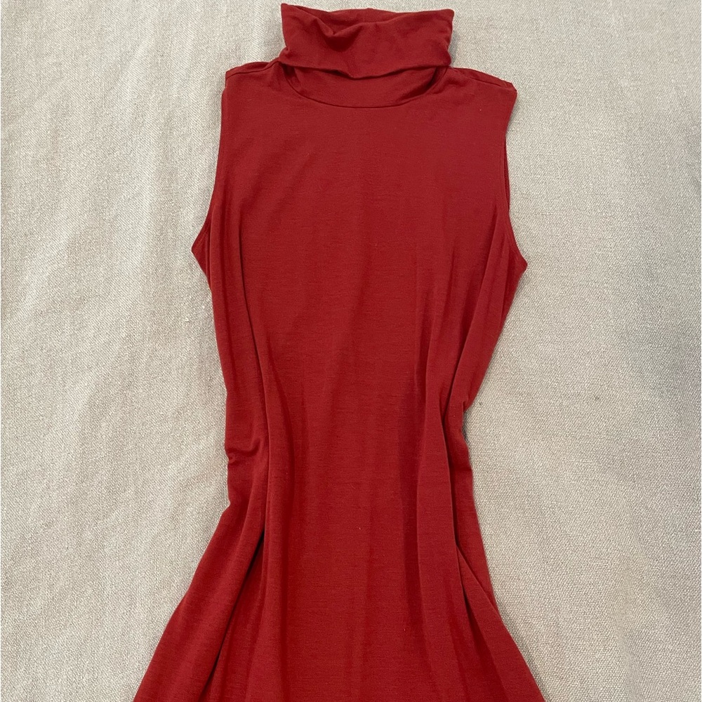 Sleeveless Turtleneck Dress- Burnt Orange